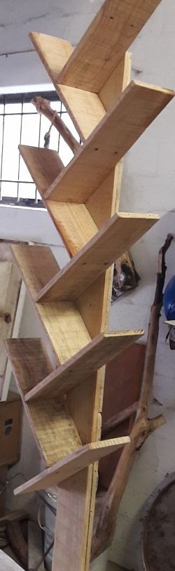 Hand-made bookshelf table cupboard